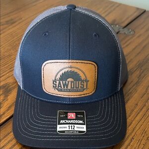 Richardson 112 Navy Blue Trucker Hat with Leather Patch